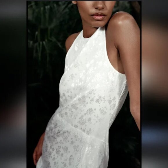 Zara Lace Jacquard Maxi Dress NWT White Size Medium - Picture 2 of 11